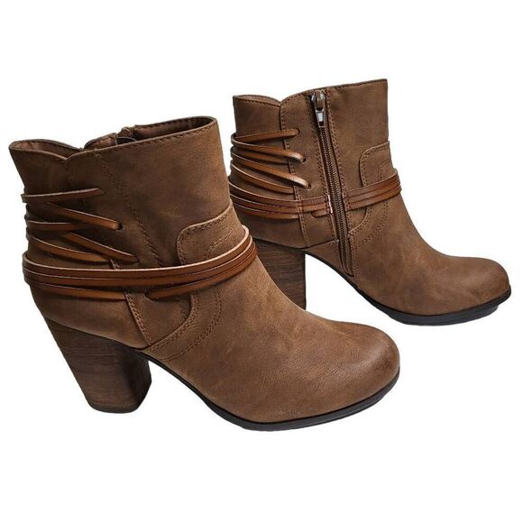 NEW MADDEN GIRL Denice Strapped Brown Ankle Booties Size 8 - Picture 10 of 12